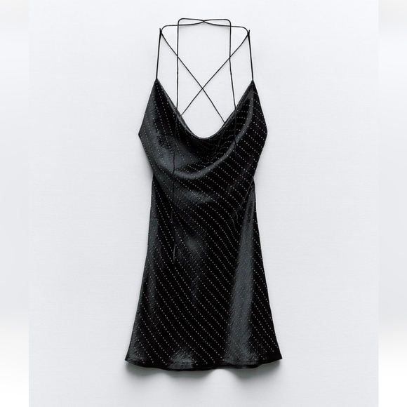 New Zara Jewel Satin Effect Dress - Picture 1 of 6